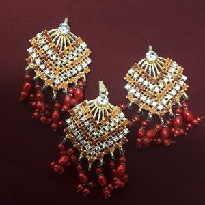 Pakistani/ Indian Earrings and Pendant Set